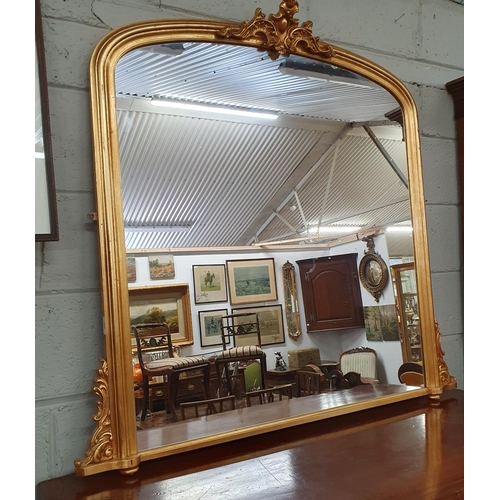 247 - A good quality Victorian style Timber Gilt Overmantel Mirror.
 H 144 x 117 cm approx.