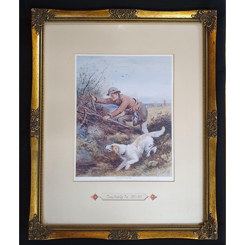 265 - Thomas Hardy Junior. A coloured Print of a Boy and Spaniel. In a good gilt frame.
 H 55 x 45 cm appr... 