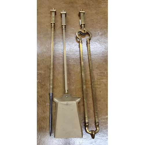 293 - A late 19th Century Brass Companion Set.