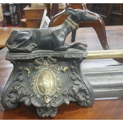 300 - A Fantastic 19th Century Steel and Brass Fender depicting greyhounds sitting on watch.
 L 125 cm app... 