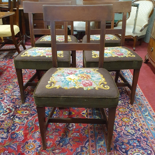 311 - A Fantastic set of early 19th Century Mahogany Dining Chairs with inlaid backs and tapestry style up... 