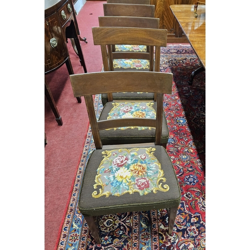 311 - A Fantastic set of early 19th Century Mahogany Dining Chairs with inlaid backs and tapestry style up... 