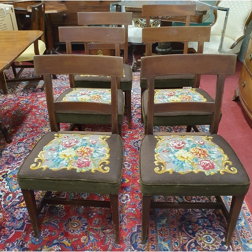 311 - A Fantastic set of early 19th Century Mahogany Dining Chairs with inlaid backs and tapestry style up... 