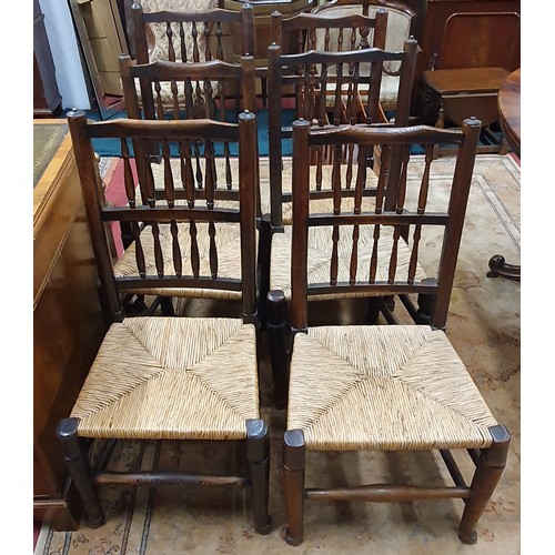 320 - A really good set of six 19th Century provincial Elm Kitchen Chairs with rush seats.
BH 96 x SH 401 ... 