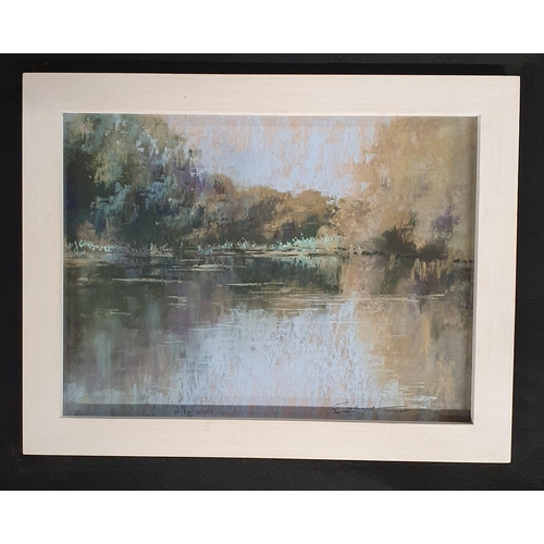 321 - A 20th Century Pastel of a lake scene by Richard Turner. Signed LR. H 33 x W 43 cm approx.