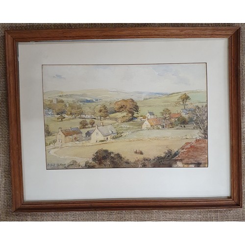 334 - Alfred H Hart. An early 20th Century Watercolour of a village scene. Really well painted. Signed LL.... 