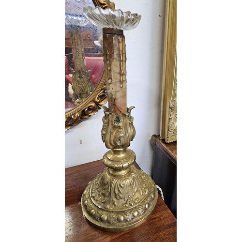 375 - A superb quality 19th Century Brass candlestick converted to a table Lamp with a highly cast outline... 