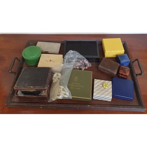 393 - A 20th Century Tray along with a quantity of costume jewellery and jewellery boxes.
 W 54 x D 33 cm ... 