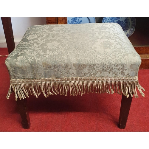 411 - A late 19th Century Mahogany rectangular Stool on square supports. 31 x 41 cm approx.