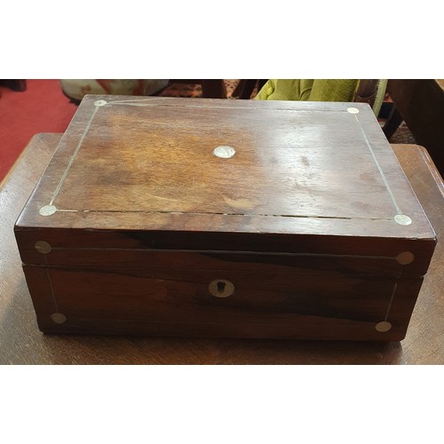 419 - A 19th Century Rosewood Box with mother of pearl inlay.