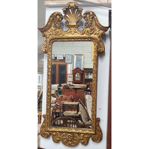 452 - A 19th Century Irish Mahogany Pier Mirror with fleur de lys and pediment cartouche top and highly ca... 