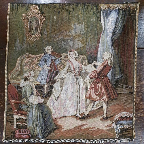 455 - A good 19th Century Tapestry along with a smaller example. 58 x 46, 28 x 30 cm approx.