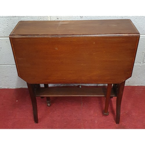 494 - An Edwardian Mahogany and Inlaid Sutherland Table with slat back ends. 61 x 74 x H 65 cm approx.