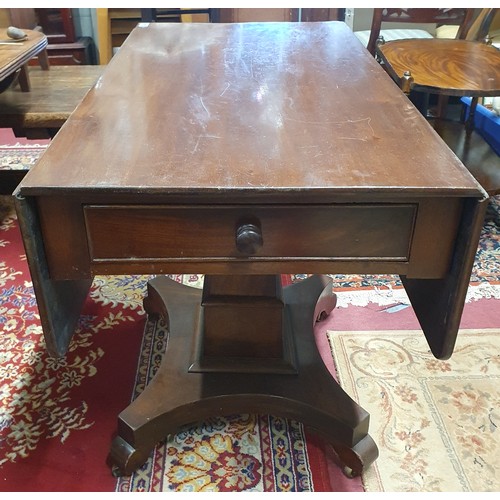 501 - A Georgian Mahogany Pembroke Table with single frieze drawer and platform base. 96 x 103 x H 75 cm a... 