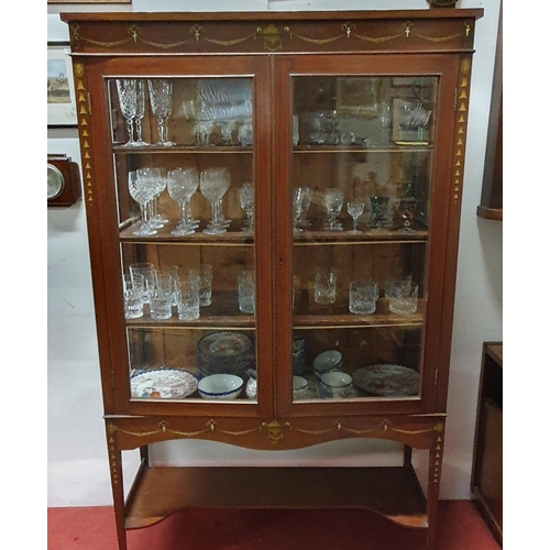 528 - A superb Edwardian Mahogany two door display Cabinet with painted outline depicting bells and swags ... 