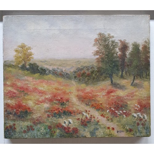 549 - Russell Legg. Two 20th Century Oil On Canvas of flowers in full bloom in a country setting, signed l... 