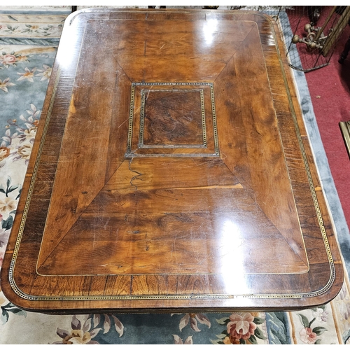 568 - A Superb 19th Century Irish Yew Wood rectangular Centre Table probably Killarney with Brass inlaid T... 