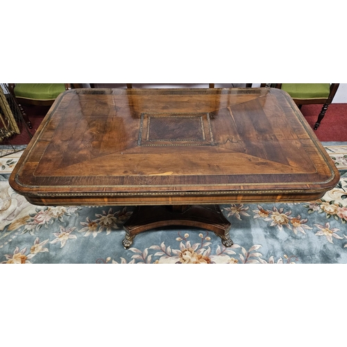 568 - A Superb 19th Century Irish Yew Wood rectangular Centre Table probably Killarney with Brass inlaid T... 