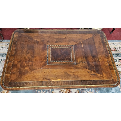 568 - A Superb 19th Century Irish Yew Wood rectangular Centre Table probably Killarney with Brass inlaid T... 