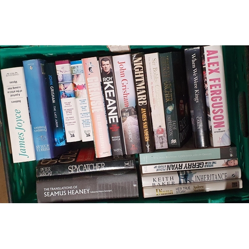 602 - A Good Quantity of Books in three crates. General interest hard back novels and biography's etc.