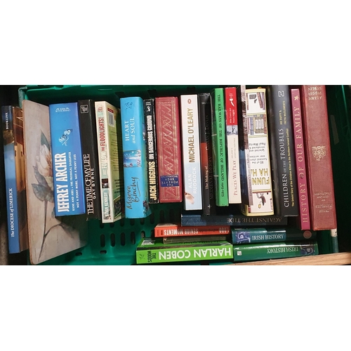 603 - A Good Quantity of Books in two crates. General interest hard back novels and biography's etc.