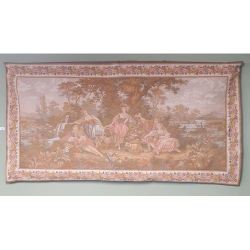 730 - A good Tapestry of good size depicting a classical scene with floral borders.
 H 90 x W 174 cm appro... 