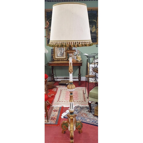 750 - A really good early 20th Century Standard Lamp with painted detail and tasseled shade.
H 178 cm appr... 