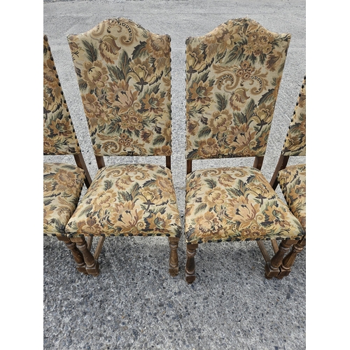 756 - A set of eight late 19th early 20th Century upholstered Dining Chairs. 
BHY 112 x SH 50 x W 49 x D 4... 