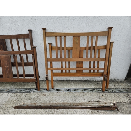 761 - Two early 20th Century Mahogany Beds with rails and one with base.