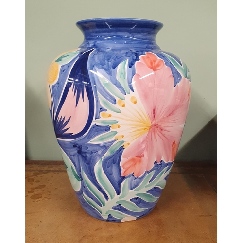 766A - A Hand painted Portuguese Vase.
 H 33 cm approx.