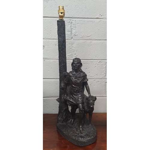 809 - A large Ryhnhart Bronze effect table Lamp.
H 60 cm approx.