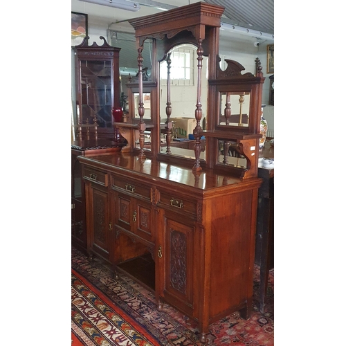 818 - A late 19th Century Walnut mirrored back sideboard.  H 200 x W 150 x D 52 cm approx.