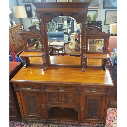 818 - A late 19th Century Walnut mirrored back sideboard.  H 200 x W 150 x D 52 cm approx.