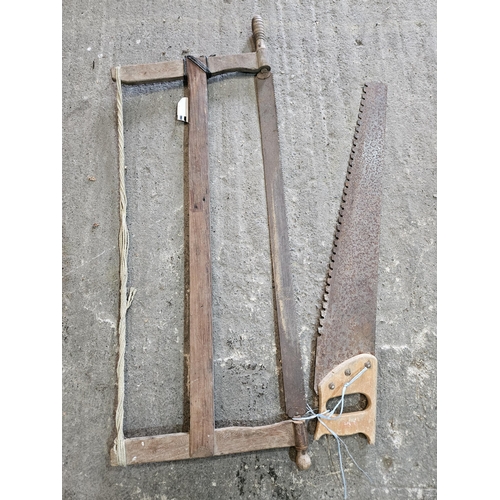 280 - An antique Bucksaw along with another vintage Handsaw