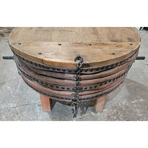 284 - A lovely 19th Century Bellows with original Leather and metal banding (used as a coffee table by pre... 