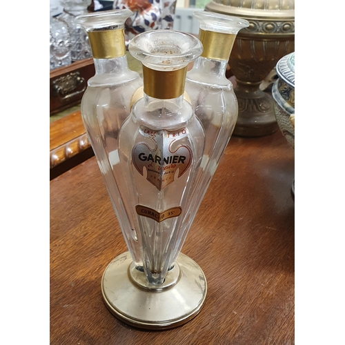 74 - An unusual Garnier liqueur Trio. H 27 cm approx.