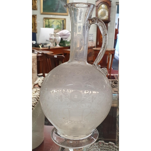 166 - An 18th Century Carafe with etched outline. H 26 cm approx.