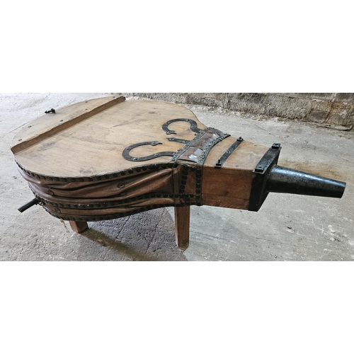 284 - A lovely 19th Century Bellows with original Leather and metal banding (used as a coffee table by pre... 