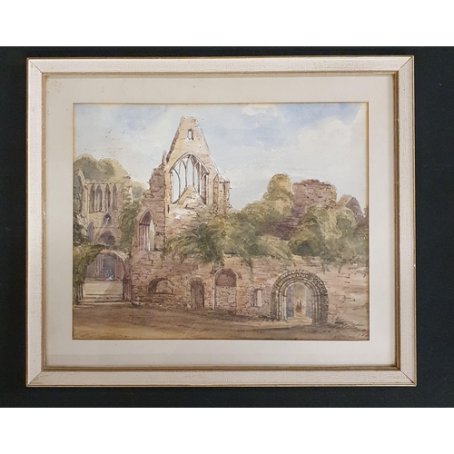 11 - A 19th Century Watercolour of a Ruined Cathedral possibly Tintern Abbey. 20 x 26 cm approx.