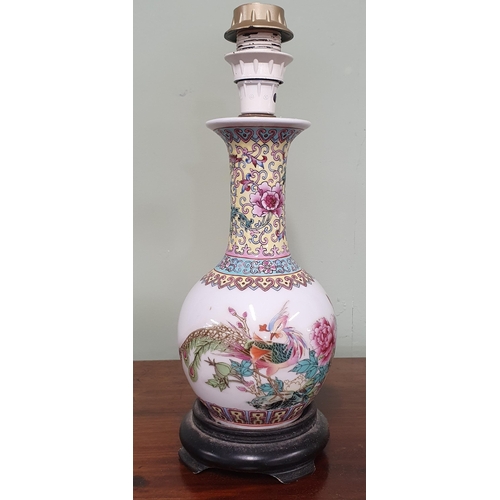 121 - A nice hand painted bulbous Oriental Table Lamp.
H 24 cm approx.