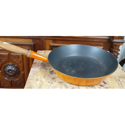 126 - A Le Creuset Frying Pan along with a Le Creuset Saucepan. D 22, 19 cm approx.