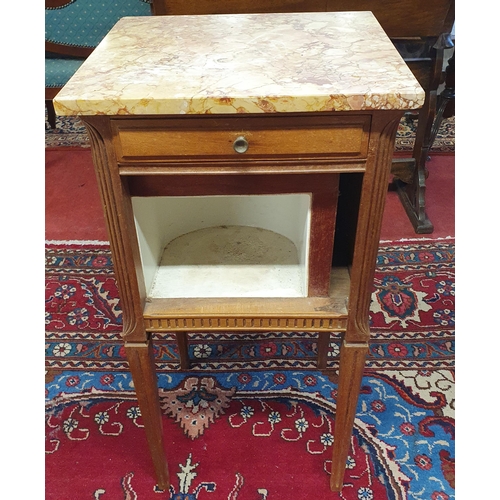 134 - A late 19th Century Walnut Side Cabinet with marble top. 43 x 39 x H 86 cm approx.