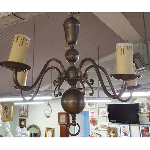 138 - A pair of five branch Brass Lights.