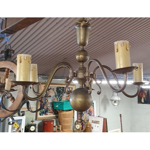 138 - A pair of five branch Brass Lights.