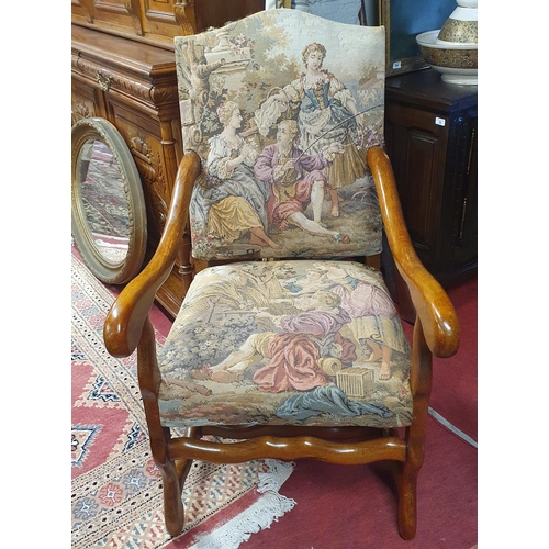 16 - A good pair of late 19th Century Armchairs with tapestry upholstered seat and back. W 62 x SH 45 x B... 