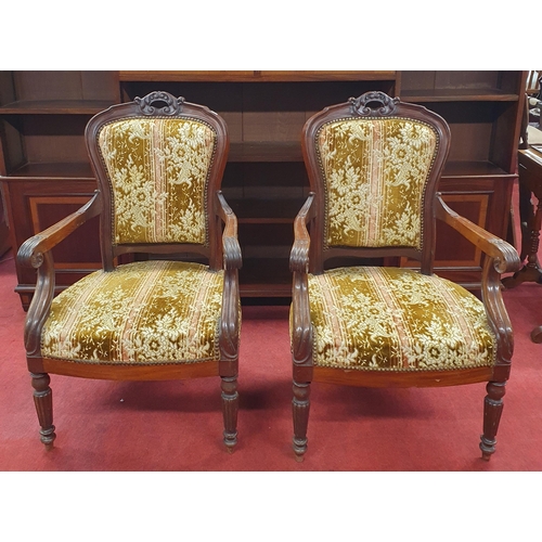 178 - A good pair of 19th Century French Armchairs by Jeanselme on turned reeded supports. W 60 x SH 39 x ... 