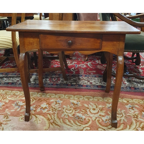 194 - A good early 19th Century Elm/Fruitwood Side Table with single frieze drawer on cabriole supports. 8... 