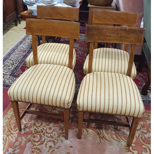 197 - A good set of four early 19th Century Mahogany and Inlaid Chairs with square tapered supports and si... 