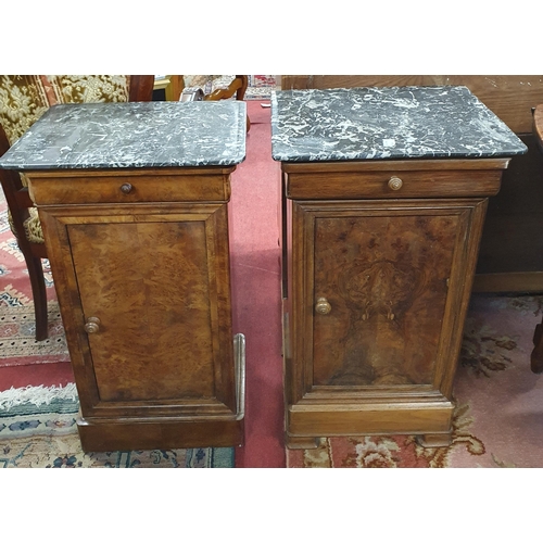 231 - A matched pair of 19th Century Walnut Bedside Cabinets with black marble tops.
42 x 36 x H 76, 43 x ... 