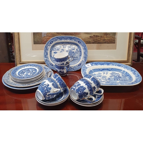 255 - A good quantity of 19th Century and later English and Irish blue and white ware to include two platt... 